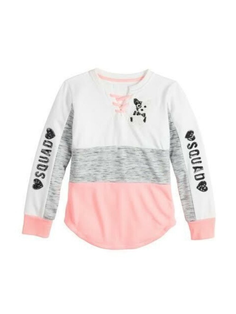 Miss Chievous Girls Lace Up Pullover Coral Gray White Shirt Size Medium